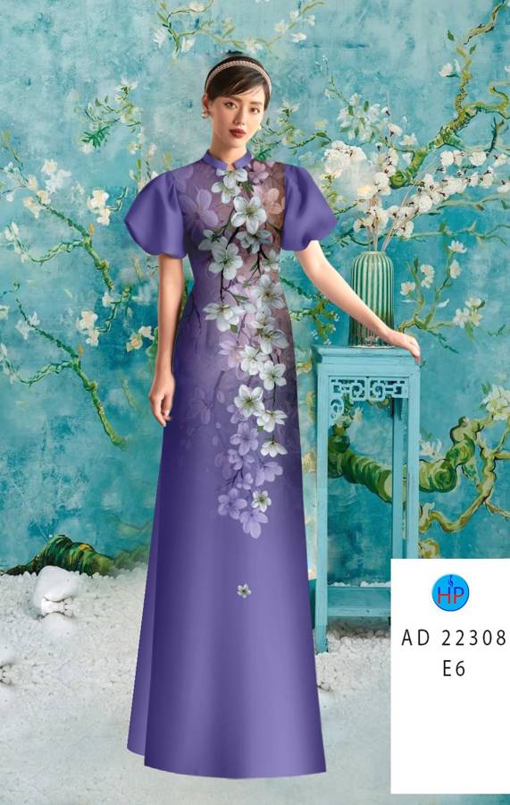 Vải Áo Dài Hoa In 3D AD 22308 3